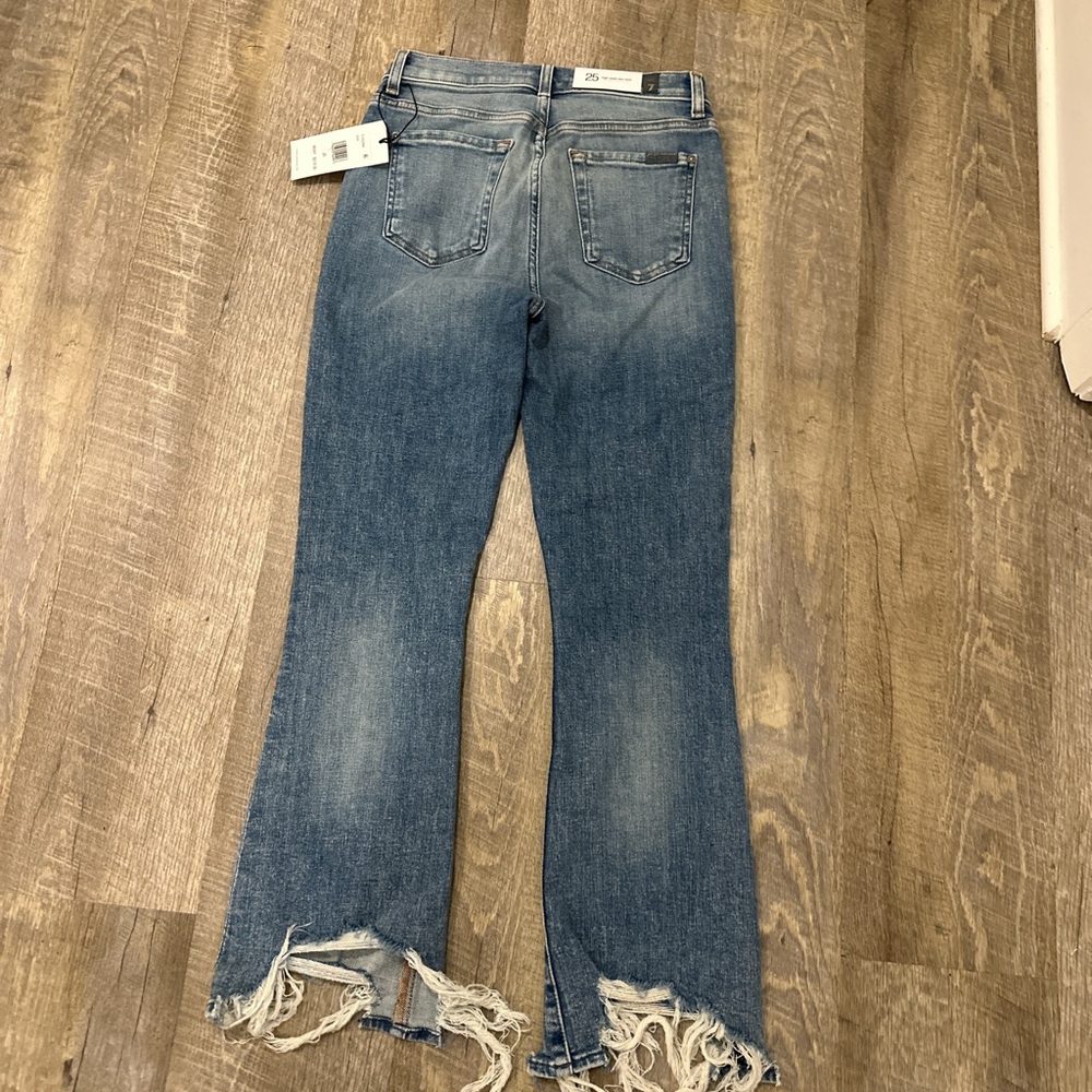 7 For All Mankind High Rise Distressed Blue Jeans - Picture 4 of 5